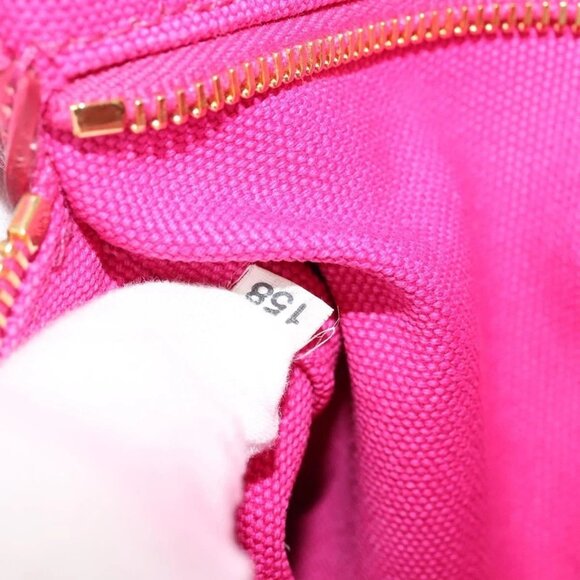 PRADA Canapa GM Hand Bag Canvas Pink Gold Auth 137774 - Picture 13 of 16
